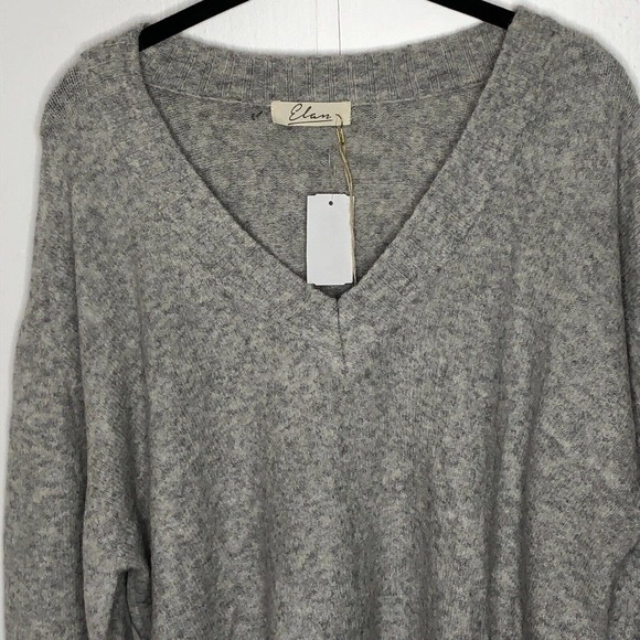 NWT Elan Womens V Neck Sweater Size Large Gray Lightweight Soft & Cozy - Picture 8 of 12